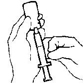 Figure 8 shows how to gently tap the syringe to make air bubbles rise to the top