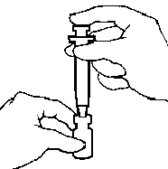 Figure 9 shows how to inject the diluent into the vial