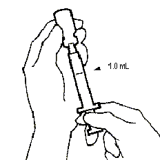 Figure 11 shows how to slowly pull back on the plunger to withdraw 1.0 mL 