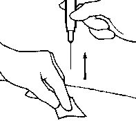 Figure 17 show how to pull the needle straight out while holding the gauze pad near the needle.