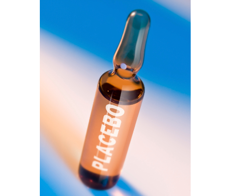 Dropper bottle with the label "Placebo."