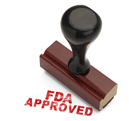 Hand stamp with the impression 'FDA APPROVED'