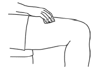 Bent leg with alcohol swab being used to clean top of leg.