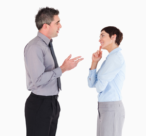 Employee talking to supervisor