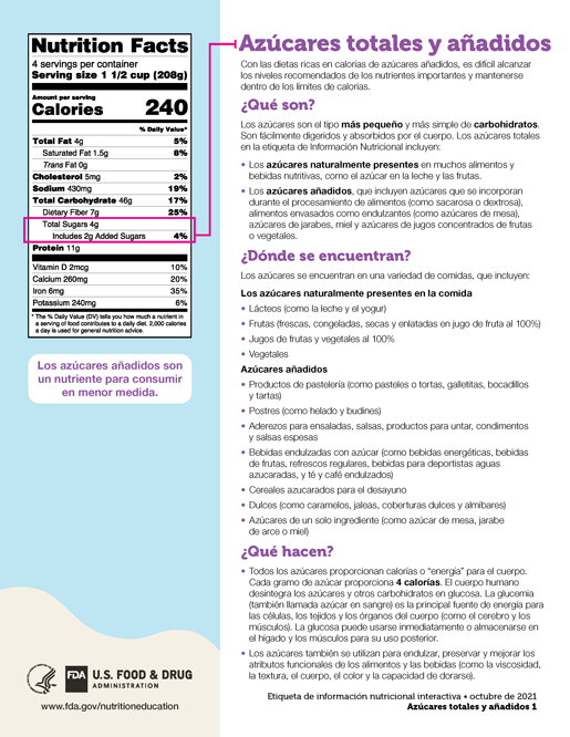 Azúcares totales y agregadas Fact Sheet thumbnail