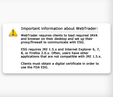 Graphic labeled Important information about Webtrader. Select the D-link for additional information.