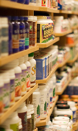 various dietary supplements on a shelf