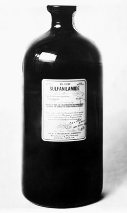 a glass bottle of elixir sulfanilamide