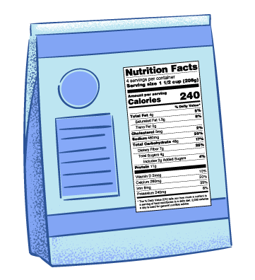 example package with nutrition facts label